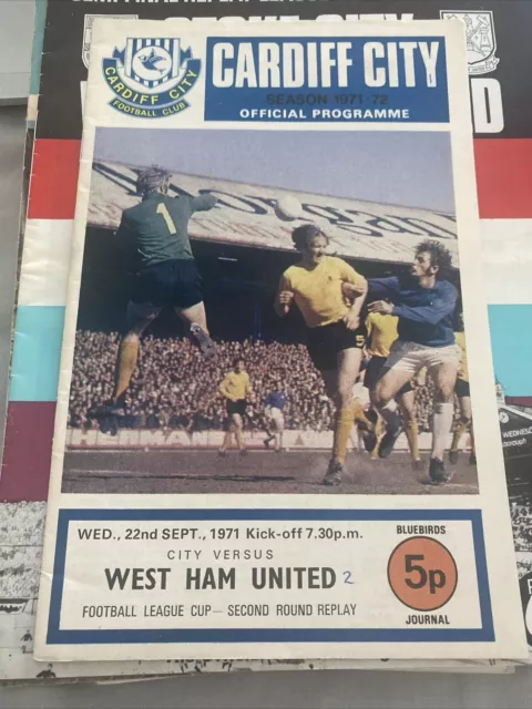 71/72 Cardiff City v. West Ham United - League Cup 2nd round replay.