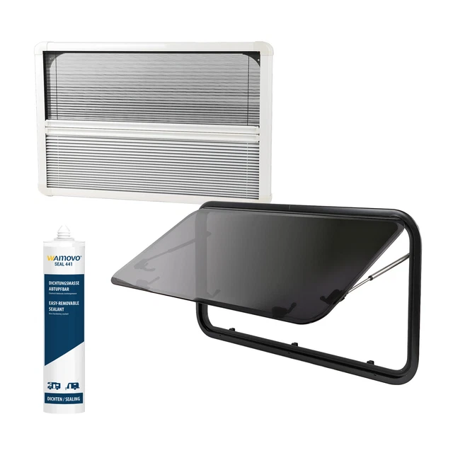 Finestra Laterale Per Camper E Roulotte – A Battente, Con Protezione Insetti, 90x50 Cm, Nuova