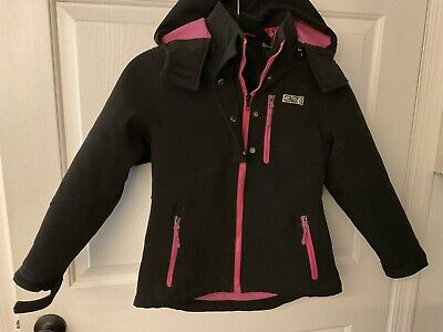 32 degrees Weatherproof  Girls Jacket Black W/Pink Double layer Zip out Sz 7/8