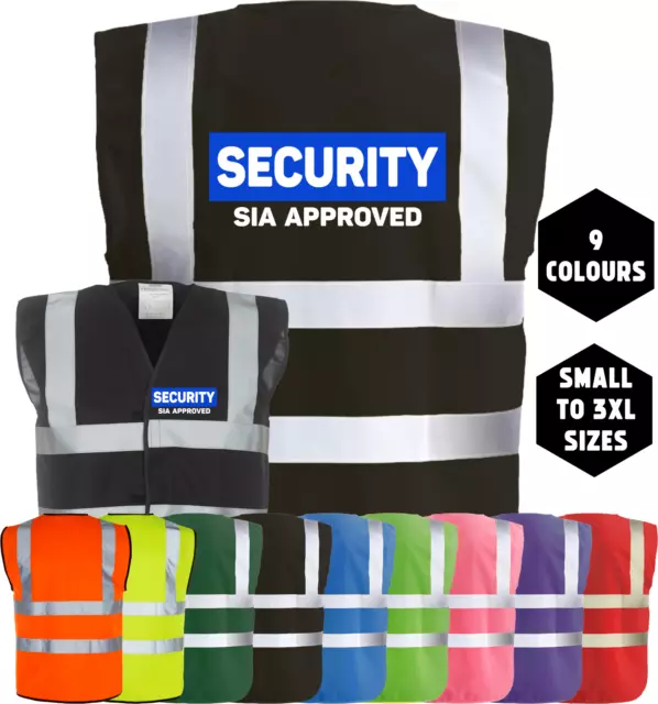 SIA APPROVED SECURITY Hi-Vis Viz Vest Workwear Staff Waistcoat Event Staff Door