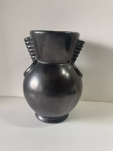 Vase Pot noir anthracite Art Deco Moderniste Signé  Blanche Letalle St Clément