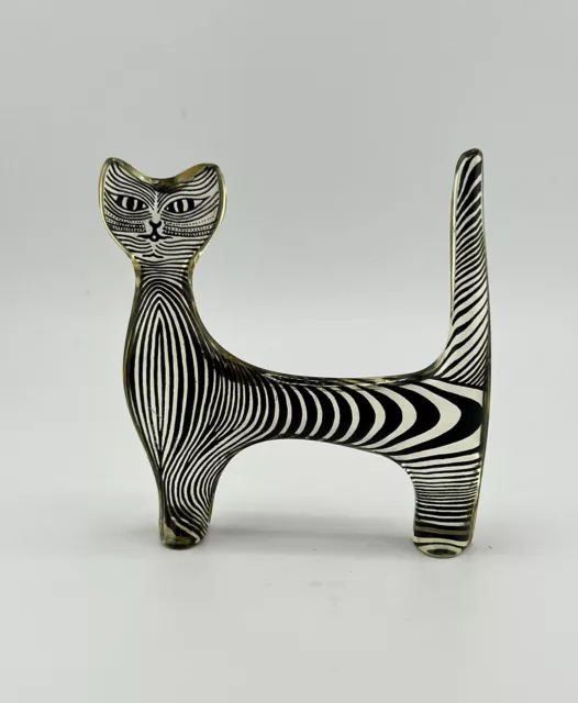 Lucite Cat Sculpture Figurine Free Standing Cat Abraham Palatnik Made In Brazil