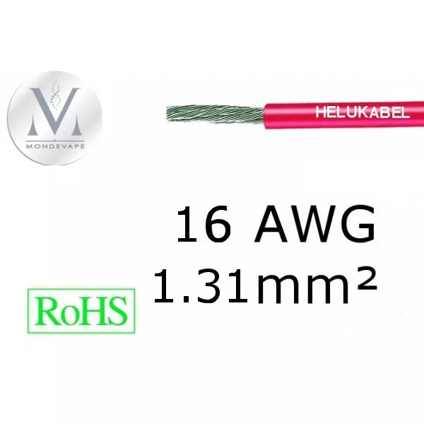 Cable 16AWG 1.31mm² Rouge - 1 mètre