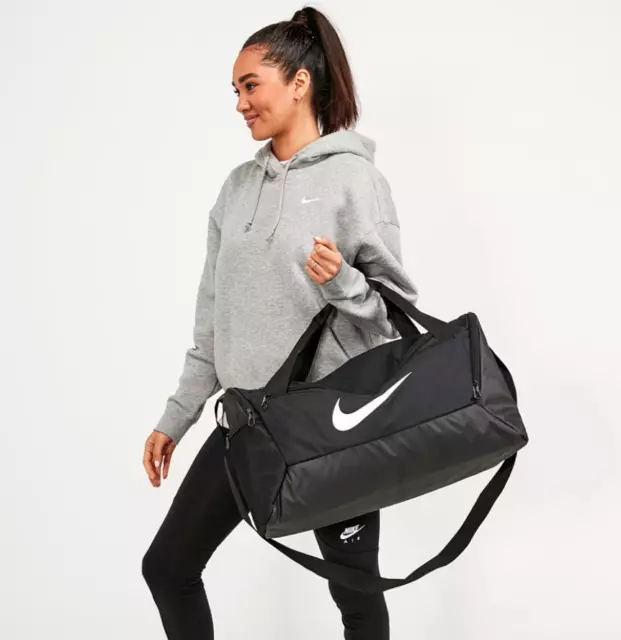 Nike Brasilia Duffel Training Sports Gym Bag Black White Small 40L