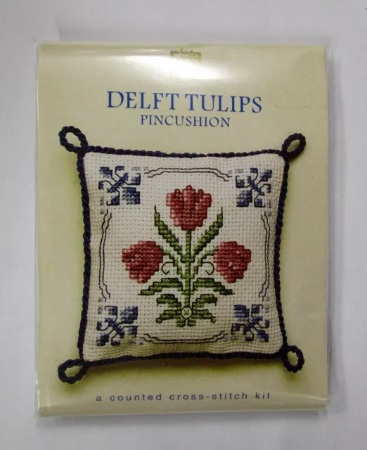 Textile Heritage Scissor Keep Cross Stitch Kit - Delft Tulips
