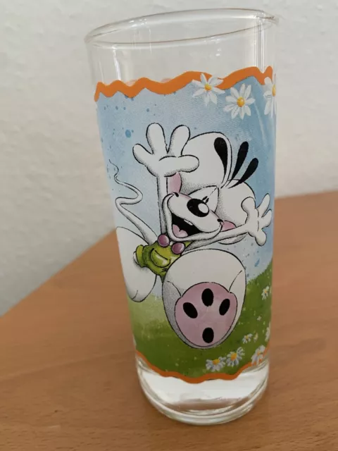 süßes Glas von Diddl mit Diddlina auf der Wiese Sommer