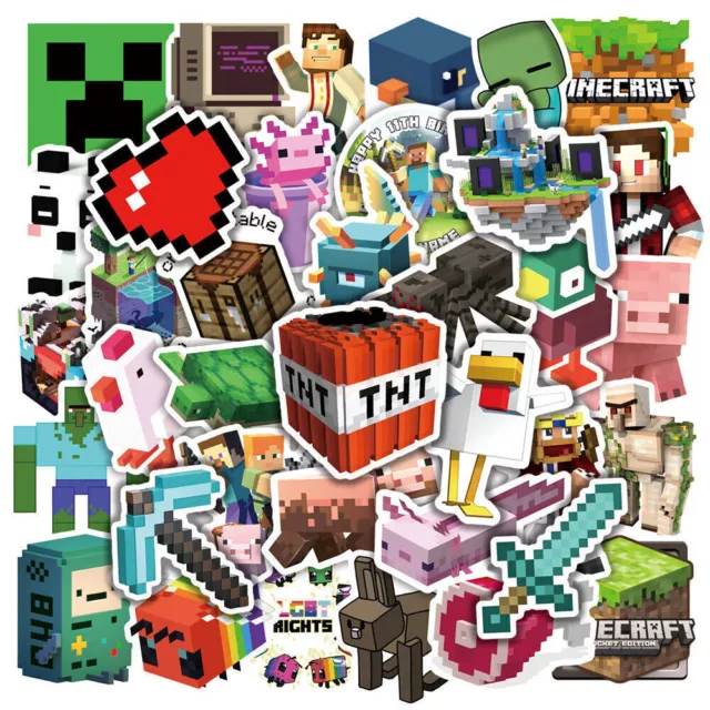 50 Stück Minecraft Stickerbomb Aufkleber Skateboard Laptop Reisekoffer Stickers