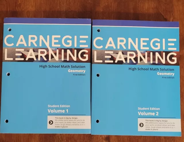 Carnegie Learning Geometry High School Math Solution SEALED 1 & 2 Volume Student