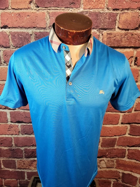 BURBERRY LONDON MEN'S XXL 2XL Blue Black Short Sleeve Golf Polo 