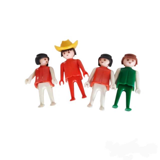 Vintage 1974 Geobra Playmobil Figures Lot Bundle 4 People Mixed, Cowboy