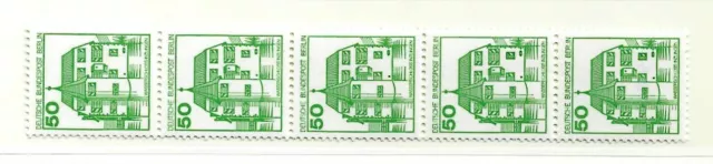 Berlin Rollenmarken Burgen + Schlösser  5er Streifen  Mi. 615 A R  postfrisch