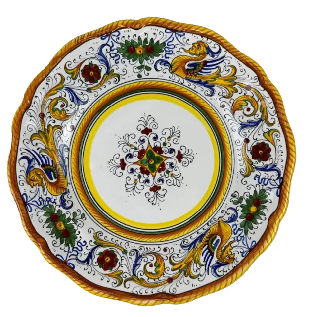 Vintage 1970s 1980s Fima Deruta Italy Signed Raffaellesco Pottery Dinner Plates