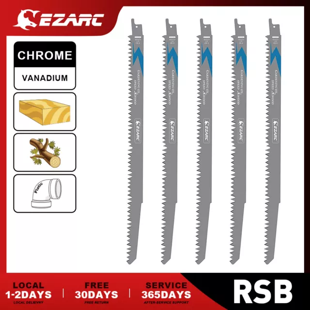 EZARC 5pc Reciprocating Saw Blades 12" Set Electric Wood pruning 5TPI Saw Blades