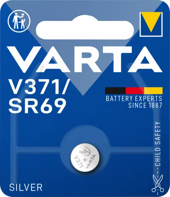 1x VARTA Blister V371 Uhrenbatterie Knopfzelle SR69 SR920SW SR920 MHD 04-2024