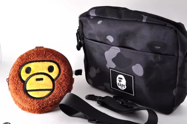 BAPE KIDS by A Bathing Ape Camo Black Shoulder Bag with MILO Pouch 2022 AW