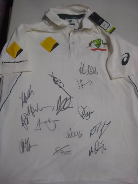 Australian Test Team 2015/16 :  Signed Official Test Match cricket shirt + COA