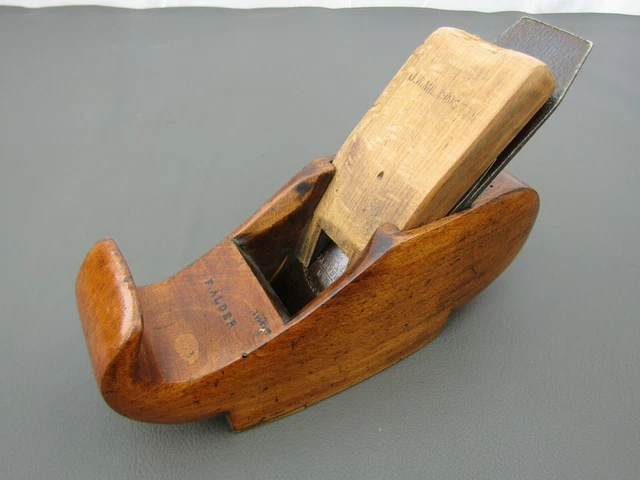 Wooden unusual shaped ornate beech smoothing plane vintage old tool