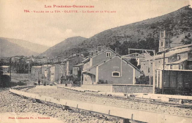 Cpa 66 Vallee De La Tet Olette La Gare Et Le Village