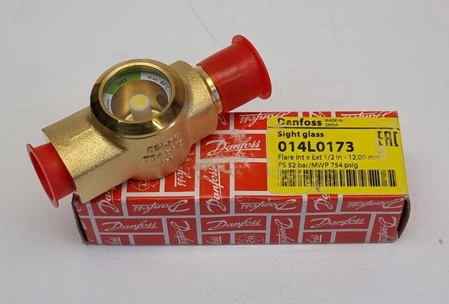 Danfoss Sight Glass SGP 12 N 014L0173 1/2 Flare Int x Ext 12mm 52bar 754psig