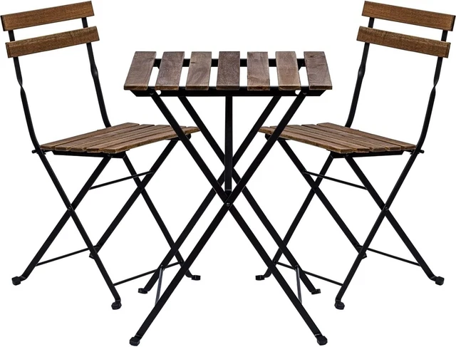 Bistro-Set 3tlg. Balkon-Set Möbel-Set Gartengruppe Sitzgarnitur Sitzgruppe Holz
