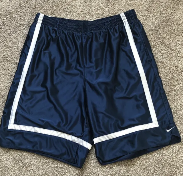 Vintage Men's Nike Basketball Shorts, Size Xl, Navy Blue And White Stripe