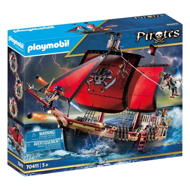 PLAYMOBIL 70411 Pirates Large Floating Pirate Ship With Cannon (5+ Years)