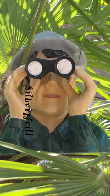 Gartenfigur Opa Paschulke – Spanner Mit Fernglas, Polyresin, Ca. 28x22 Cm, Wetterfest, Handbemalt
