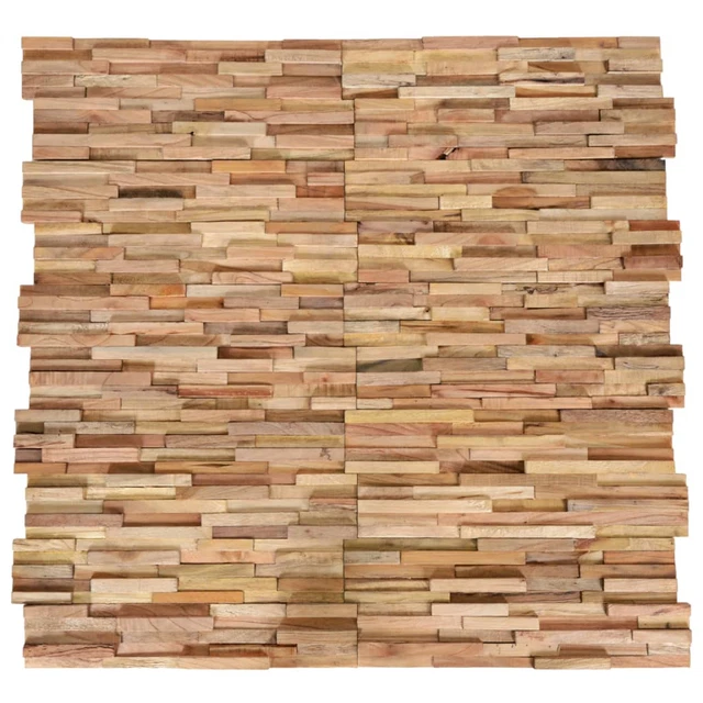 3D-Wandverkleidung 10 Stk. 1,08 m² Massivholz Teak G7P4