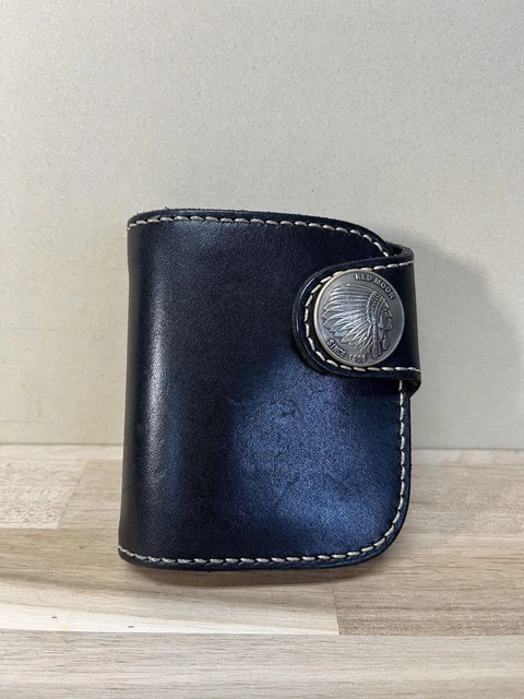 Portafoglio In Pelle BAJA Leather USA, Bi-Fold Vintage Con Rivetti, Fatto A Mano, Marrone