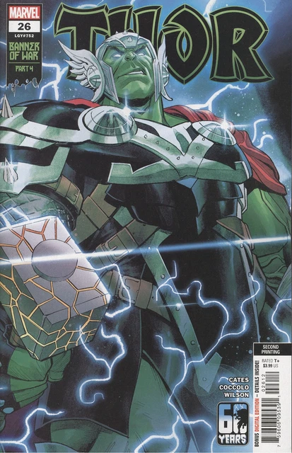 Thor #26 2Nd Printing Coccolo Variant Vf/Nm Marvel Hohc 2022