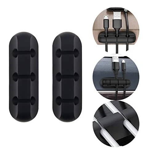 Meiwlong 2pcs Cord Cable Management Organizer Clips for Desk Silicone Self Ad...