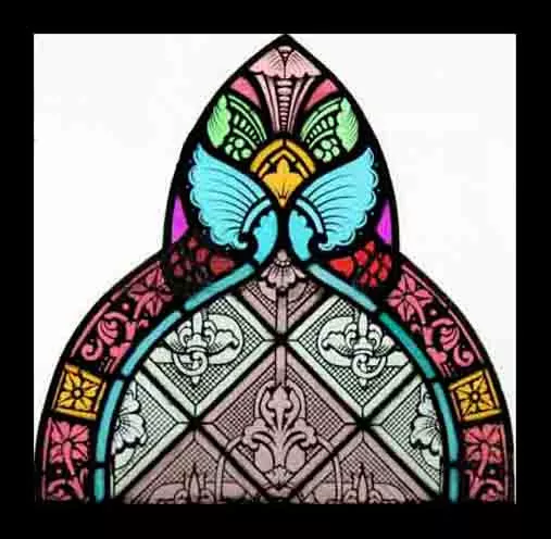 Victorian Painted Church English Antique Stained Glass Window