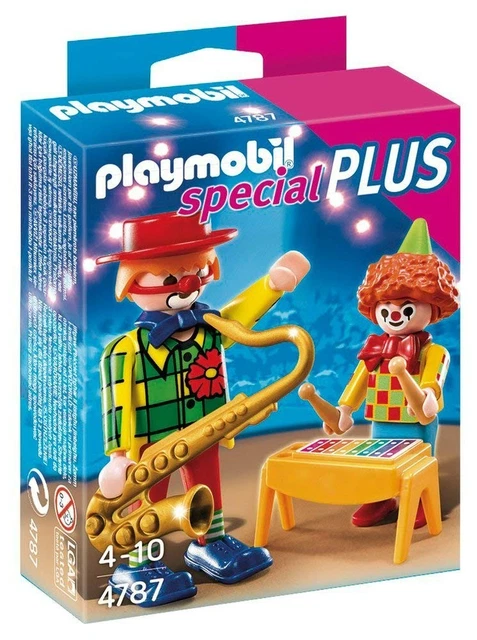 PLAYMOBIL VINTAGE CIRQUE 2 clowns blanc Musiciens trompette