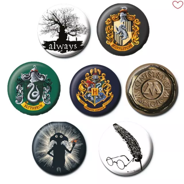Official Hogwarts Harry Potter House Crest Dobby Pin Button Badges 25mm Gift