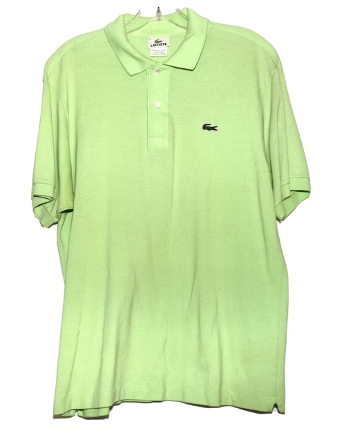 Lacoste Mens 5 Classic Fit Big Croc Logo Lime Green Cotton Polo Shirt Size L