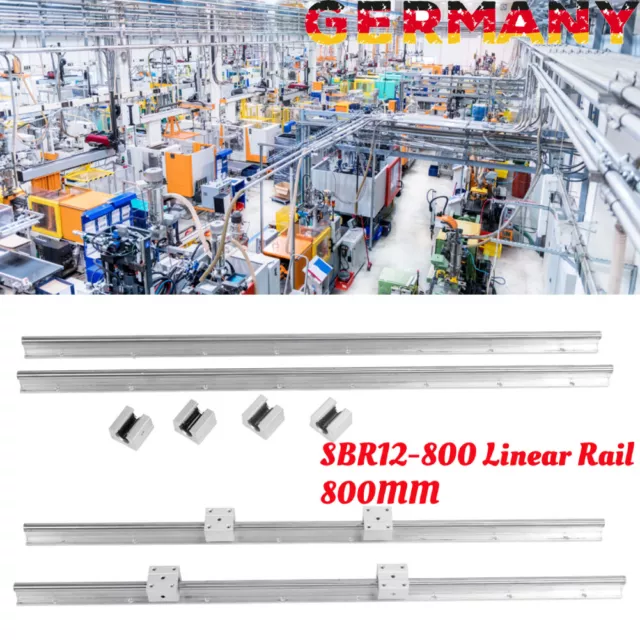 2x 800mm SBR12-800  Linearführung Gleitschiene Welle & 4 Linearblock SBR12UU