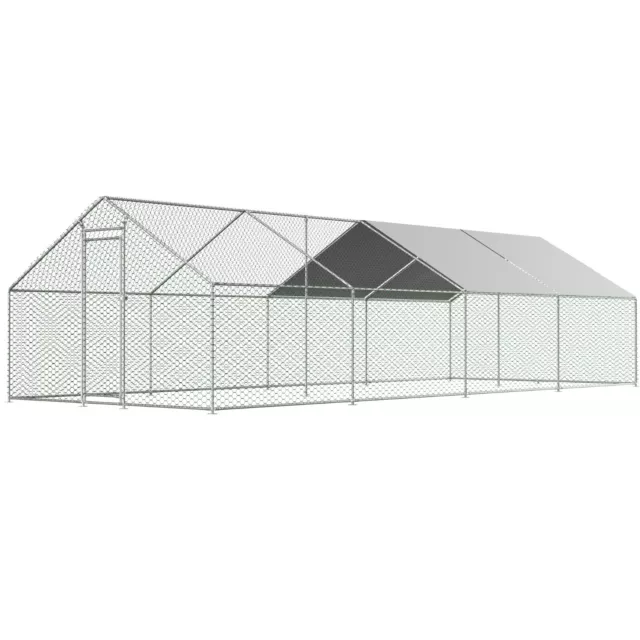 26ft x 10ft Metal Walk In Chicken Coop Run Cage Rabbit Hutch Hen House Enclosure