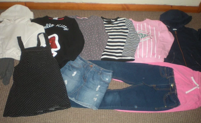 Pacchetto vestiti ragazze età 6-7 anni felpa con cappuccio jeans gonna top collant successivo