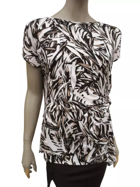 Just Elegance - Womens Top size 16 - White, Black & Brown Mix Stretch Jersey