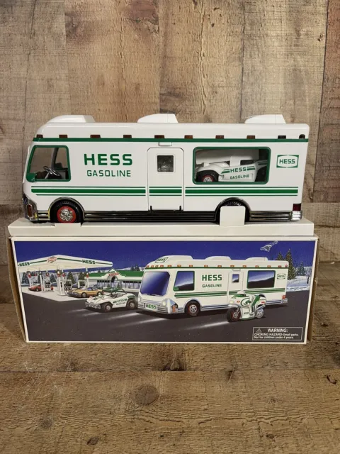 Hess 1998 Toy Truck RV Recreation Van with Dune Buggy and Motorcycle NEW IN BOX!