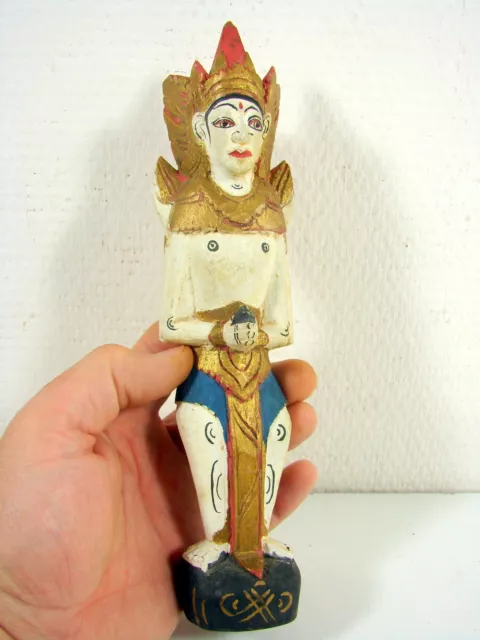 ANTIQUE BURMESE BURMA THAI WOOD-CARVED STANDING Multi color BUDDHA