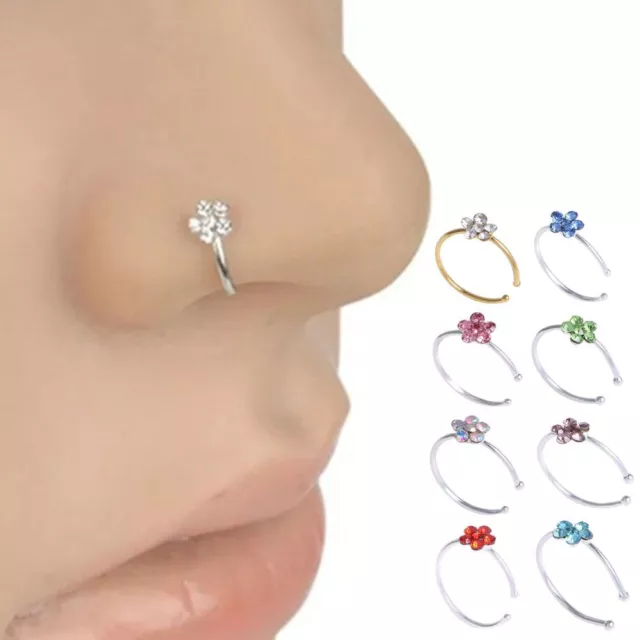 Tongue Nostril for Girl Stud Ring Crystal Body Jewelry Nose Ring Hoop Fake