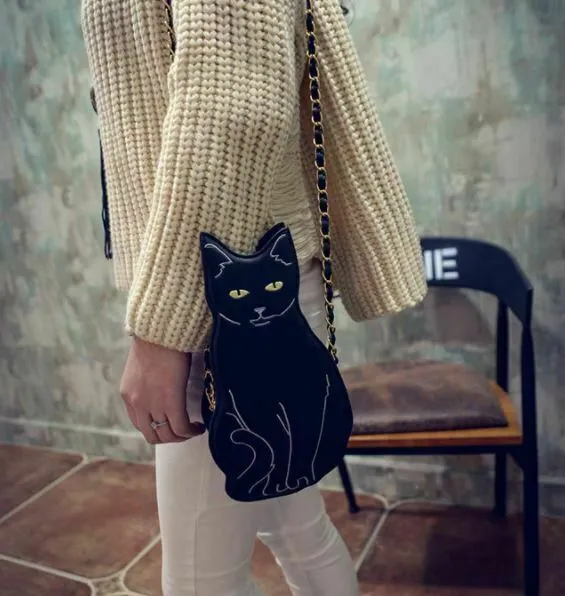 Cat Purse Handbag Bag Shoulder Single Women Crossbody Messenger Bag Cute Black