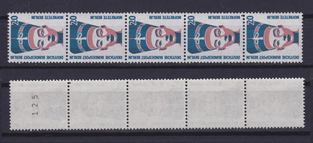 Berlin 831 RM 5er Streifen mit ungerader Nummer SWK 20 Pf postfrisch
