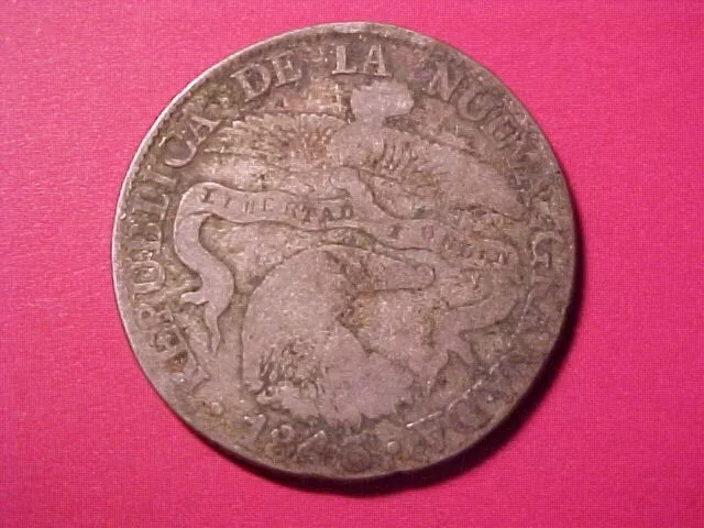 Colombia 8 Reales Silver Crown 1843-R.s. Bogota (Worn)