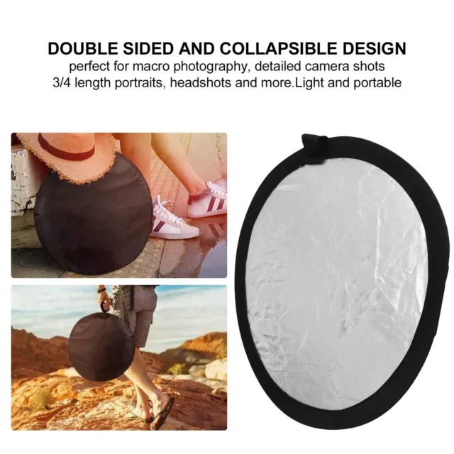 Disc Light Reflector 11.8in Round Silver White Collapsible Double Sided Phot FBM