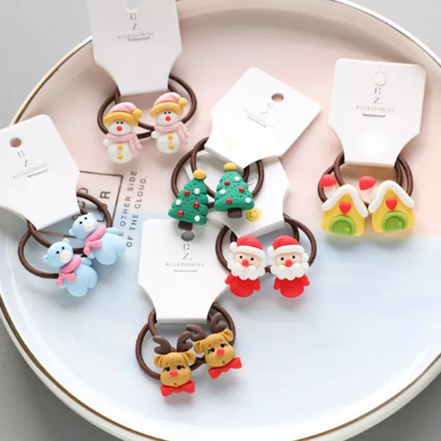 2PCS New Girls Cute Cartoon Tree Elastic Hair Bands Kids Ponytail Holder