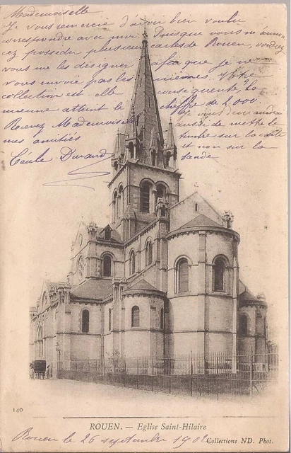 CPA 76 ROUEN. L EGLISE SAINT HILAIRE. .ECRITE EN 1902 .TBE.(ref 65)