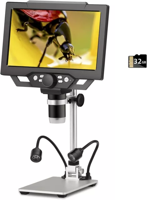 9 inch LCD Digital Magnifier 1600X Magnification 1080P USB Coin Microscope 32GB