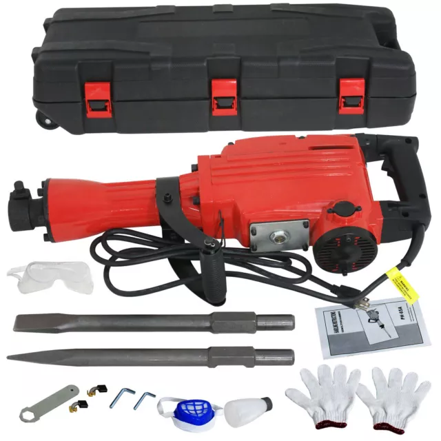 Electric Concrete Breaker Demolition Jack Hammer 2200W 2 Chisel 2 Punch Bit Set